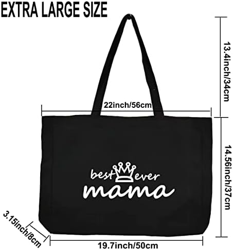 D Dasawan Canvas Mama Tote תיק - תיק אמא לשימוש חוזר למתנות ליום האם, מתנות יום הולדת לאמא, קניות, נסיעות