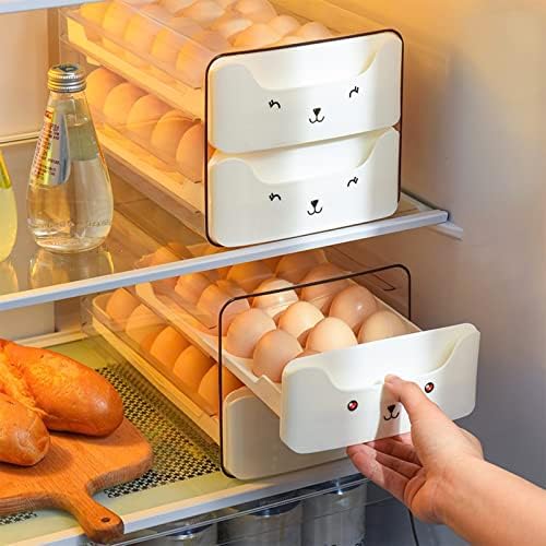 מגירת ביצה פשוטה של ​​SimpleKitchen למקרר, מיכל אחסון של מחזיק ביצה שכבה כפולה מיכל לאחסון למקרר מטבח ארגון