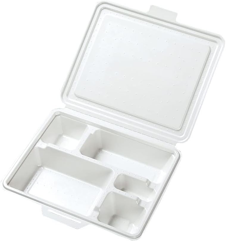 קופסת בנטו נייר, לבן, בערך. 9.4 x 7.9 x 1.7 אינץ ', כלי שולחן