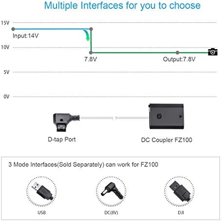 FOMITO FZ100 סוללת דמה ל- D-TAP לסוללת V-Mount BP, עבור Sony A7III A7RIII A7R4 A7MIII A7M4 A9 A9S A6600 מצלמת