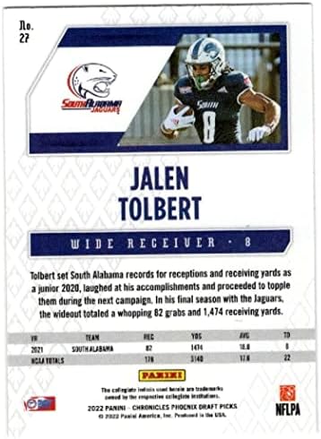 JALEN TOLBERT RC 2022 PANINI CHRONCELALES DRAFT TRUSTS PHOENIX 27 ROOKIE NM+ -MT+ NFL כדורגל NCAA