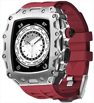 ערכת שינוי NIBYQ לסדרת Apple Watch 8 45 ממ סדרה 7 45 ממ לוחית מתכת+רצועת גומי לסדרת IWatch 6 SE 5 4 44 ממ כיסוי מוד