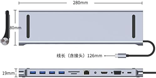 KXDFDC USB C Dock מסך כפול מסך כפול מתאם מתאם תצוגה כפול, תחנת עגינה של מחשב נייד מסוג USB C