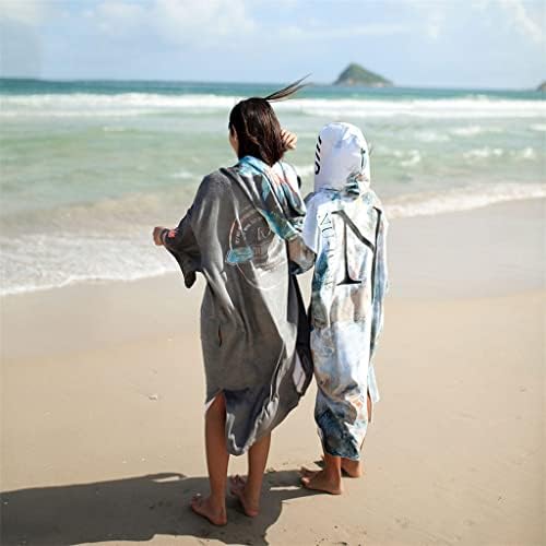 DHTDVD מחליף מגבת מגבת חוף מיקרופייבר החלפת גלימת גלימה גבר נשים חלוק רחצה עם גלישה עם מגבת פונצ'ו בגדי ים בגדי
