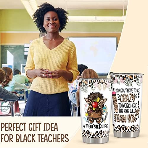 20oz מורים כוס עם מתנות מורים למכסה לנשים - מתנות למתנות להערכת מורים למורה שחור מתנות מורים אפריקאיות אמריקאיות