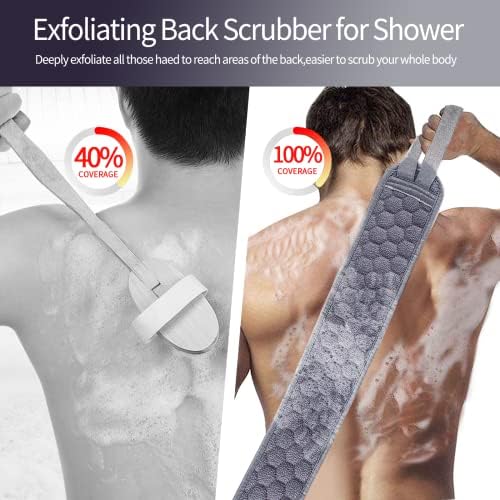 S&R plkop פילינג פילינג סט קרצוף גוף - כולל קרצוף אחורי, כפפת אמבטיה וספוג אמבטיה למקלחת לופה - לנשים ולגברים