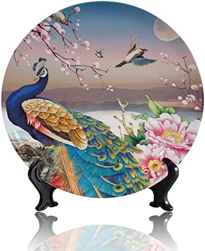 ציור ציפורים וינטג 'טווס דפוס אדמונית דקורטיבי צלחת דקורטיבית עיצוב אופנה אמנות קישוט