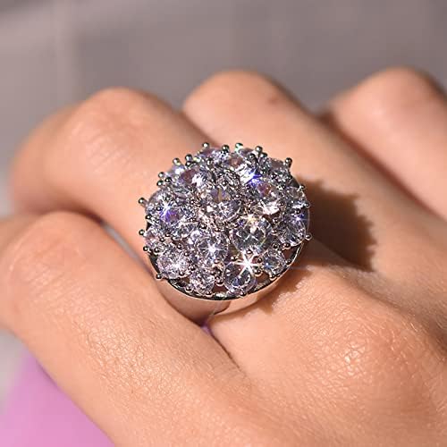 אהבה להקת חתונה נשים יהלום עגול סופר נוצץ זירקוניה טבעת נשות תכשיטים מאורסים טבעת מתנות לגברים ונשים