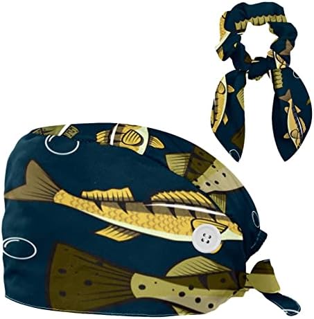 כובע עבודה של דגי וואלי עם כפתורים כובע בופנט מתכוונן כובע קרצוף יוניסקס עם שיער קשת