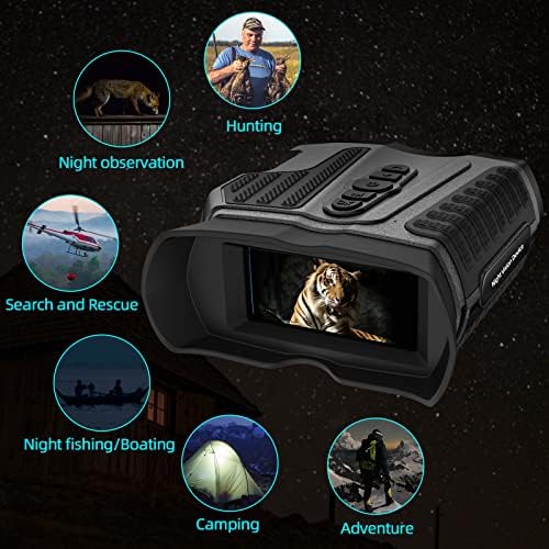ראיית Night Night Goggles-4K Ultra HD 1480ft טווח צפייה, הגדלה של 80x, IR Illuminator True, משקפי ראיית לילה
