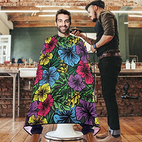 Visesunny Barber CAPE צבעוני פרח טרופי ג'ונגל פוליאסטר שיער חיתוך שיער סלון כף סינר אנטי-סטטי תספורת תספור
