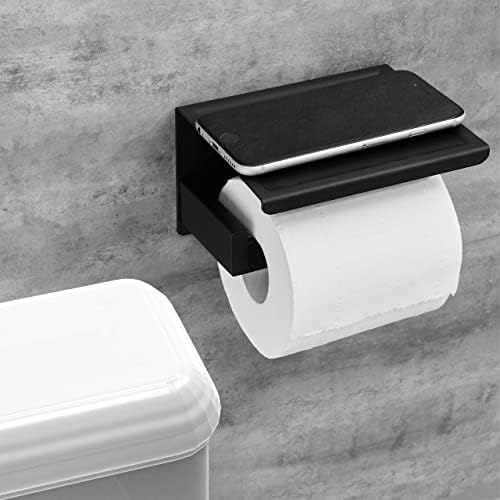 סט חומרת אמבטיה של Hitslam, מחזיק נייר טואלט שחור מט, טבעת מגבת שחורה מט לחדר אמבטיה