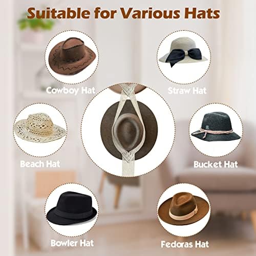 מאיאמילה בוהמי כובע ארגונית עבור קיר, מדפי כובע קולבי כובע, יד אריגת בוהו כובע אחסון דקורטיבי קאובוי נשים כובע מחזיק