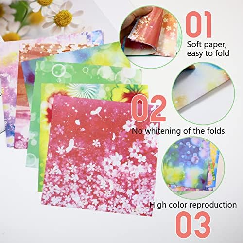נייר אוריגמי 50 יחידים צבעוני דו צדדי מודפס נייר נייר ריבוע יפה פרח יפה גן קל מתקפל נייר מלאכה בעבודת יד בעבודת יד