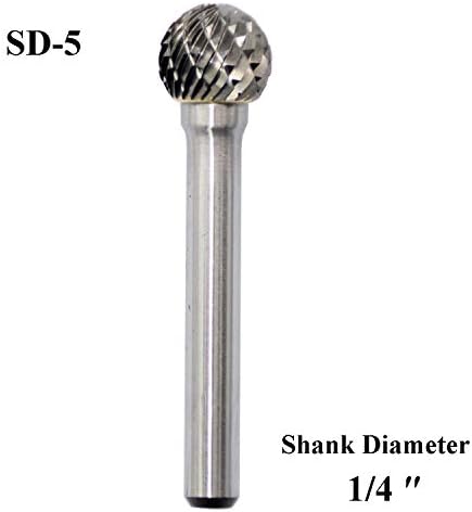 SD-5 Tungsten Carbide Burr קובץ סיבוב צורה כדורי כפול חתוך כפול עם 1/4''shank עבור מקדח מטחנת Die
