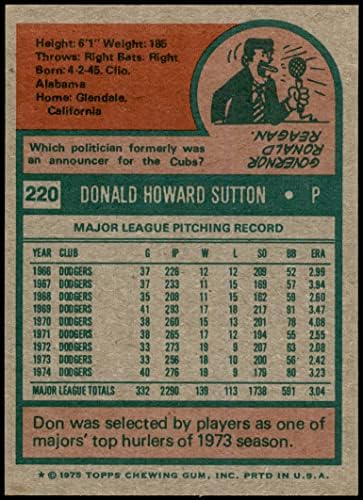 1975 Topps 220 דון סאטון לוס אנג'לס דודג'רס NM/MT Dodgers