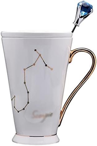 WINOC כוס מים כוסות קונסטלציה עם יישום זהב עצם ספל סין ספל קפה עם מכסה וכף קרמיקה כוס כוס זוג