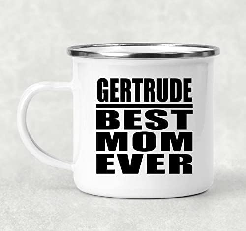 מעצב את Gertrude אמא הטובה ביותר אי פעם, 12oz קמפינג ספל נירוסטה אמייל כוס תה עם ידית, מתנות ליום הולדת יום הולדת