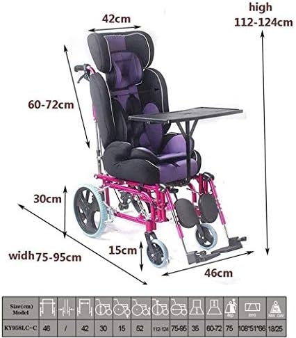 נייד ונוח כיסא גלגלים גבוהה-חזרה אלומיניום סגסוגת עגלה נוח ובטוח מושב עם אוכל שולחן מתכוונן רגל דוושת אנטי לבטל עיצוב בשכיבה