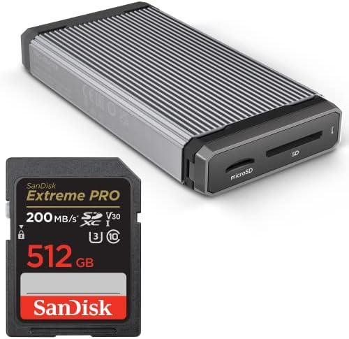 כרטיס זיכרון של סנדיסק 128 ג ' יגה-בייט-עד 200 מגהבייט / שניות עם סנדיסק פרו-קורא מקצועי ומיקרו-קורא כרטיסים בעל ביצועים
