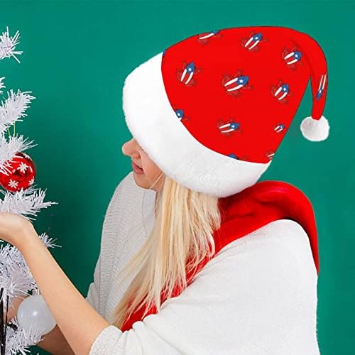 פורטו ריקו צפרדע מצחיק חג המולד כובע סנטה קלאוס כובעי קצר קטיפה עם לבן חפתים עבור חג המולד חג מסיבת אספקת קישוט