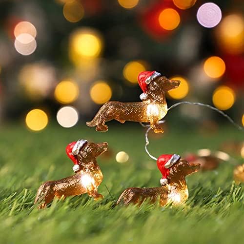 אורות חג מולד בכדור לאורות מיתרי גורים חיצוניים LED סוללת LED מופעלת ואורות פיות מופעלים קישוט נושא חיית מחמד מתאים לחג המולד