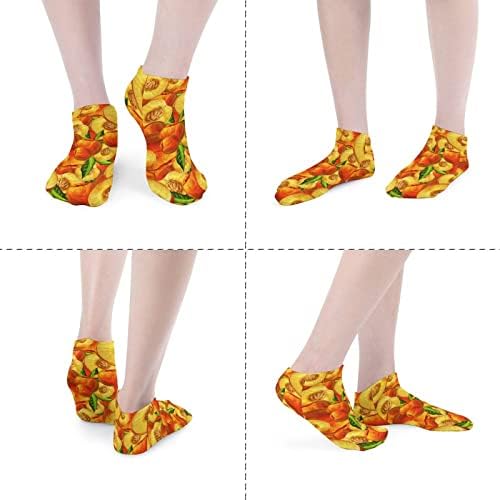 דפוס פרי אפרסק 5 זוגות קרסול גרביים חתוכים נמוכים משקל קל גרביים נושמים גרביים גרביים ללא מופע לאתלטיקה