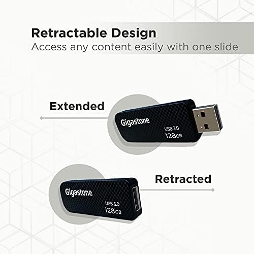 Gigastone Z30 128GB 2-Pack USB 3.2 כונן הבזק GEN1, כונן עט עיצוב נשלף ללא כובע, סגנון סיבי פחמן, ביצועים אמינים ועמיד,