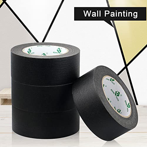 Bomei Pack 4 רולס קלטת ציירים שחורים, 1.88 אינץ '55YDS, קלטת נייר מיסוך לציור קיר הבית