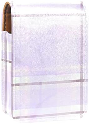 אוריואקאן שפתון מקרה עם מראה חמוד נייד איפור תיק קוסמטי פאוץ, סגול סריג משובץ רשת לבדוק