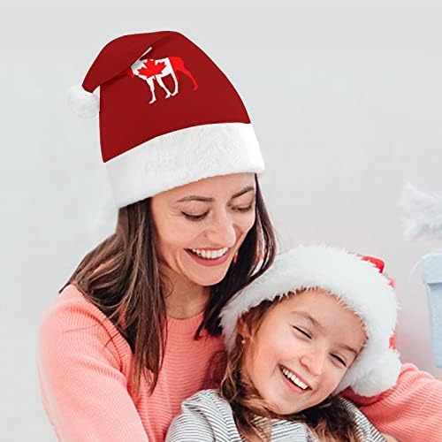 איילים בדגל של קנדה חג המולד כובע רך קטיפה סנטה כובע מצחיק כפה עבור חג המולד לשנה חדשה חגיגי מפלגה