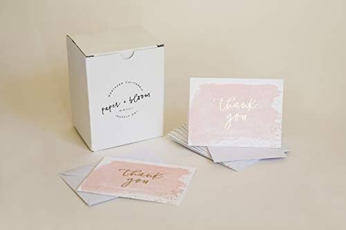 כרטיסי תודה / 48 נייר זהב ריק בצבעי מים-תינוק & מגבר; מקלחת כלה, סיום, חתונה