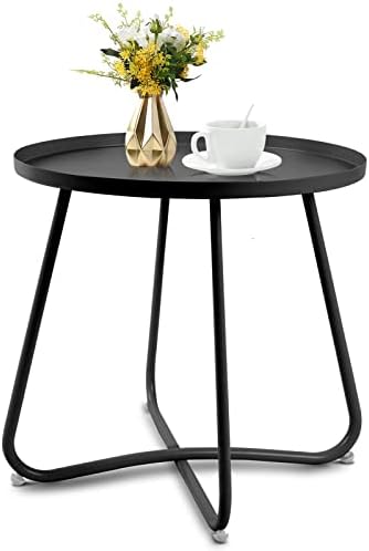 שולחנות צד חיצוניים של ACEHOME, שולחן צד קפה עגול דור מודרני עגול שולחן, ספת מתכת קטנה שולחן צד צדדי, שולחן