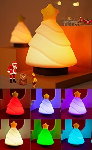 מנורת לילה עץ מזל חג המולד חמודה אלמוות מנורת לילה לילדים עם 7 צבעים לד משתנים,אור לילה חמוד,אור לילה סיליקון,אורות