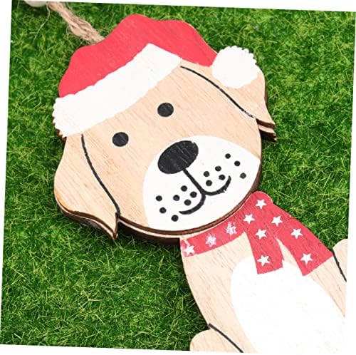 12 יחידות כלב מגזרות מלאכות תגיות עץ כלב תליון נייר לחתוך קסם חג המולד עץ עץ מלאכת חג המולד תליון קיר קישוט במבוק תליית