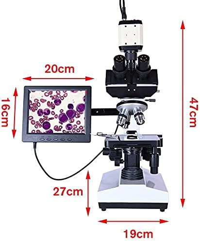 מעבדה מקצועית ביולוגית מיקרוסקופ טרינוקולרי זום 2500 + מצלמה דיגיטלית דיגיטלית + 8 אינץ