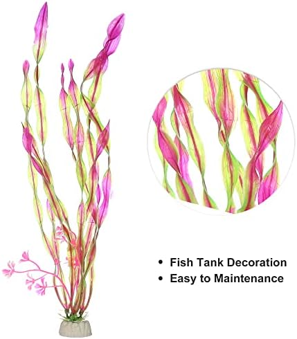 1 יחידות דגי טנק אקווריום קישוטי צמחים מלאכותיים, פלסטיק מלאכותי מים צמחים לאקווריום, דשא ורוד, 12.2