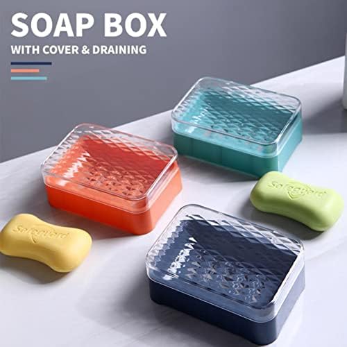 סבון סבון סבון סבון נייד מיכל נייד קופסא שומר סבון סבון סבון סבון עם כיסוי למקלחת אמבטיה בית קמפינג חיצוני, ירוק