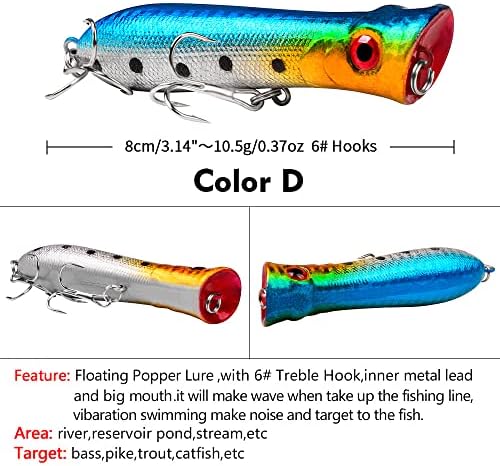 10 יחידות/הרבה פתיונות דיג במים עליונים פיתיון קשיח בסט פיתיון 3D עיניים דמויי חיים פיתוי פיתוי למים מתוקים ומים מלח דיג