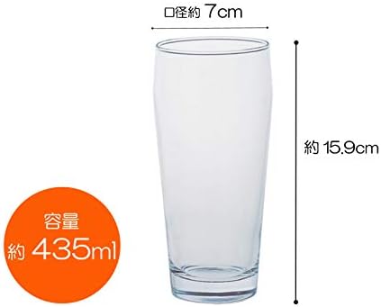 שיווק Suntory 823-259 כוס זכוכית בירה, בצורת C, ברור, 14.9 פלורידה, 14 גרם, תוצרת יפן, חבילה של 12