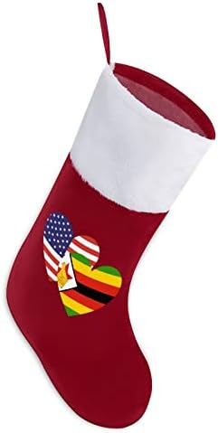 זימבבואה דגל לב אמריקאי גרב חג המולד גרב קלאסי קישוטים תלויים שקית ממתקים של שרוול לבן לקישוטים למסיבות חג משפחות