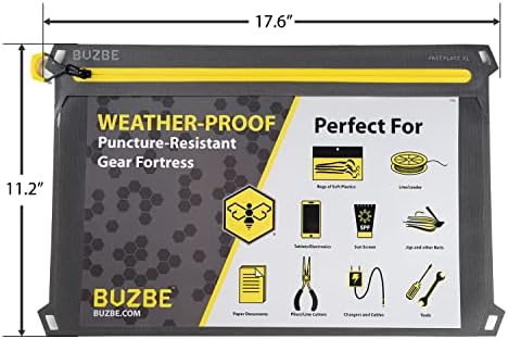 Buzbe Fast Flatz Gear Pouch, כיס רוכסן עמיד למזג אוויר, כיס כלים, שקית פיתיון, כיס מארגן דיג, XL