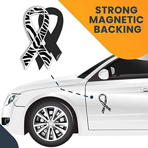 מגנט לי מעלה תמיכה במודעות לסרטן קרצינואידים מדבקות מגנט סרט זברה, 3.5x7 אינץ ', מגנט רכב כבד לרכב שטח של משאיות