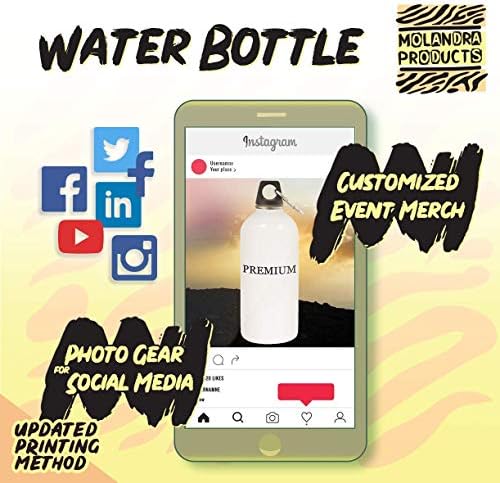 מוצרי Molandra Boding - 20oz hashtag בקבוק מים לבנים נירוסטה עם קרבינר, לבן
