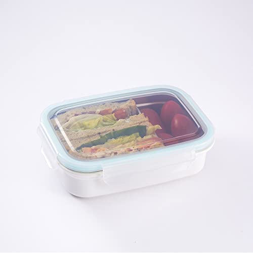 קופסת אוכל בנטו מחולקת מפלדת אל חלד טרייה עם מכסה לילדים ופעוטות, מחלק נשלף, חינם, 19 אונקיות, אקווה…