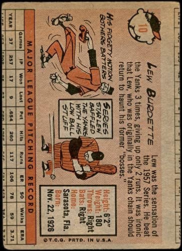 1958 Topps 10 Lew Burdette Milwaukee Braves Fair Braves